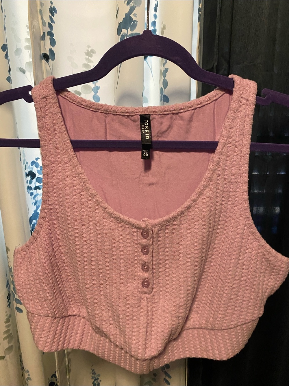 torrid Dusty Rose Waffle-Knit Button Crop Tank